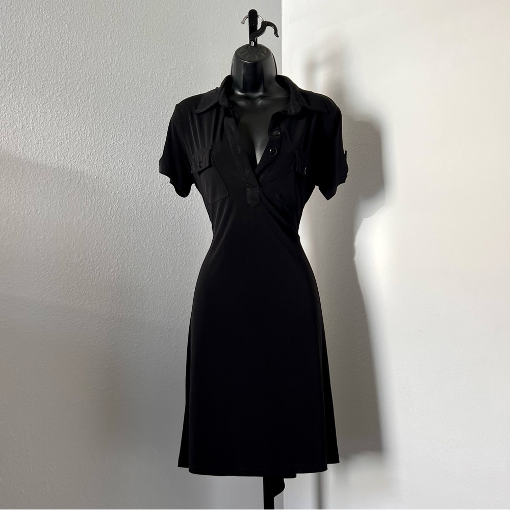 Mini Black Bodycon Utility Shirt Dress ♠️